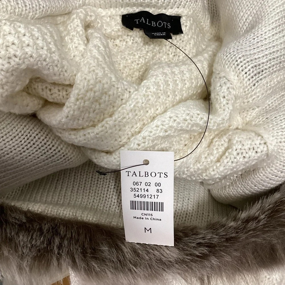 Talbots Faux Fur Knit Poncho Medium NEW - Picture 6 of 7